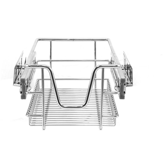 KuKoo 6 x Kitchen Pull Out Soft Close Baskets, 300mm Wide Cabinet, Slide Out Wire Storage Drawers - Silver