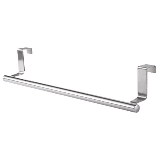Modern Towel Bar with Hooks for Bathroom and Kitchen, Brushed Stainless Steel Towel Hanger Over Cabinet-23x6.2cm
