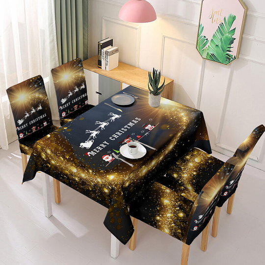 55x55/140x140cm Christmas tablecloth, Christmas decoration, table decoration, sequin calico happy holidays decoration tablecloth (black) - Kartokner
