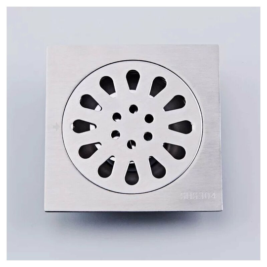 Perlerare - Floor Drain Thick Stainless Steel Anti-odor Square Bathroom Shower Floor Drain 100*100mm