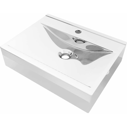 Wash Basin with Overflow 60x46x16 cm Ceramic Silver Vidaxl Silver