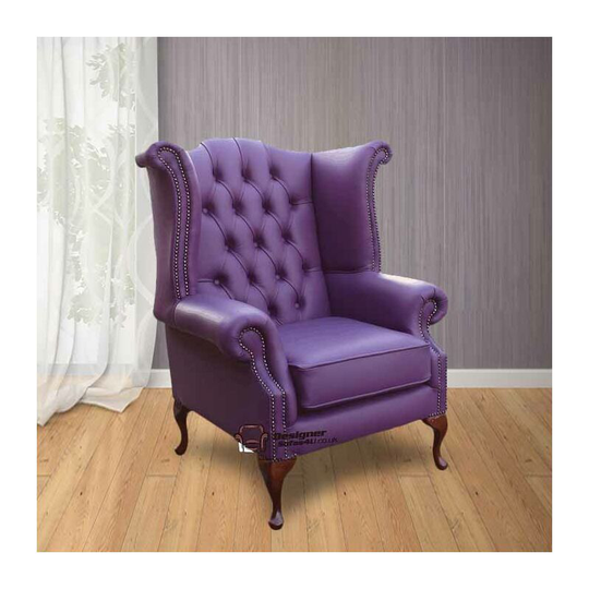 Chesterfield Queen Anne High Back Wing Chair uk Manufactured Wineberry