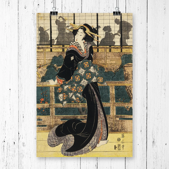 'Japanese Oriental Art' by Eizan Kikukawa Graphic Art