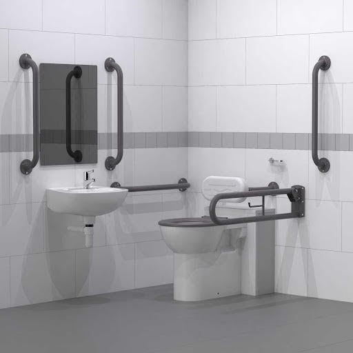 Nymas NymaPRO Back to Wall Doc M Toilet Pack with Grey Concealed Fixings Grab Rails DM800KC/GY