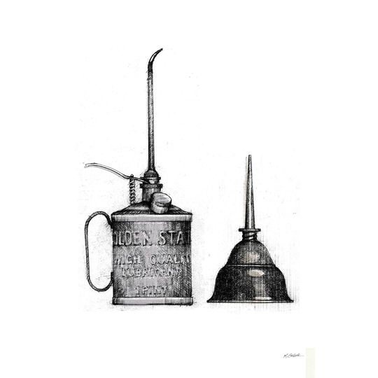 Oil Cans with Colour Crop by Mike Schick - Wrapped Canvas Graphic Art