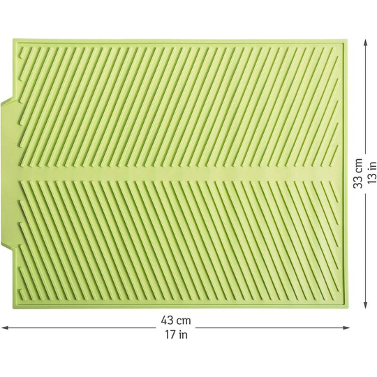 Perlerare - Green Silicone Dish Drying Mat, Trivet, Anti-Bacterial, Heat-Resistant, Non-Slip Dish Draining Mat, Dimensions: 43 x 33cm