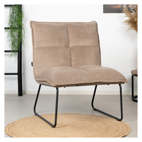 Velvet Armchair Malaga Taupe - Taupe