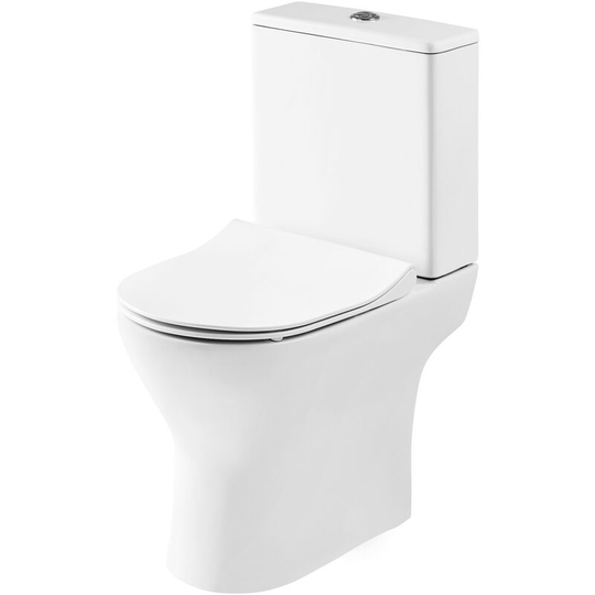 Nuie - Freya Rimless Open Back Close Coupled Toilet with Push Button Cistern - Soft Close Seat