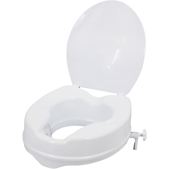 Raised Toilet Seat with Lid 300 Lbs Heavy Duty Elevated Toilet Seat with Tightening Clamps Raised Toilet Seats for Most Elongated Toilets, 4in with