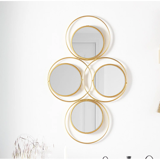 Gira Round Metal Framed Wall Mounted Accent Mirror in Gold