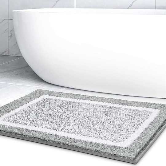 Perleraregb - Non-Slip Bath Mat, Absorbent Machine Washable Shower Mat, Soft for Bathroom, Kitchen-Gray 40x60cm