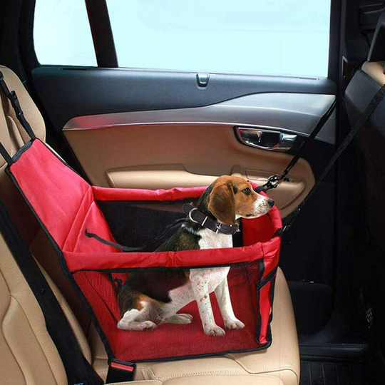 Car Booster Seat for Dogs or Cats, Dog Car Carrier Bag Waterproof Oxford Cloth Booster Cover with Travel Safety Belt for Puppies (Red)