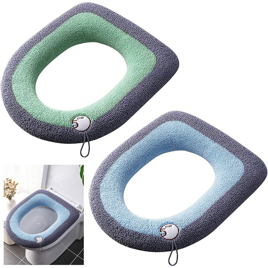 Thick and Soft Bathroom Toilet Seat Covers and Toilet Seat Covers Set of 2 -Betterlife Stretchable and Washable - Fits All Oval Toilet Seats