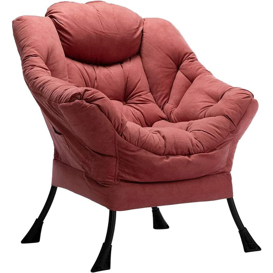 Armchair Accent Chair, Lazy Chair Relax Lounge Chair with Armrests and Pocket, Leisure Sofa Chair with Steel Frame, Brick Red