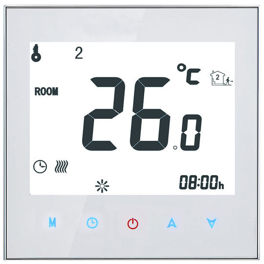 Asupermall - 16A 95-240V Weekly Programmable lcd Display T-ouch Screen Electric Heating Thermostat Room Temperature Controller,model:White