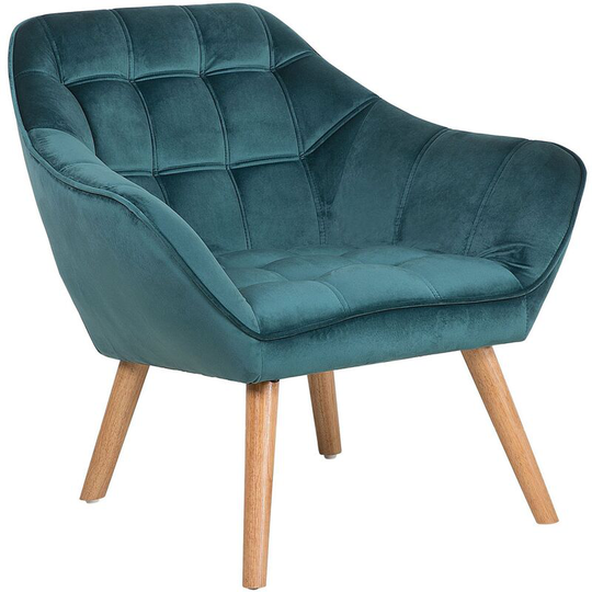 Beliani - Armchair Teal Blue Modern Glam Velvet Tufted Padded Seat Karis - Blue