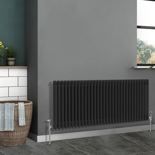 Traditional Radiator Cast Iron Style Radiator 2 Column Black 600x1460mm