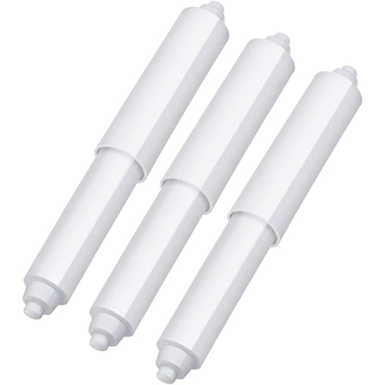 3 Pack Spring Loaded Plastic Toilet Paper Holder Rolls (White)