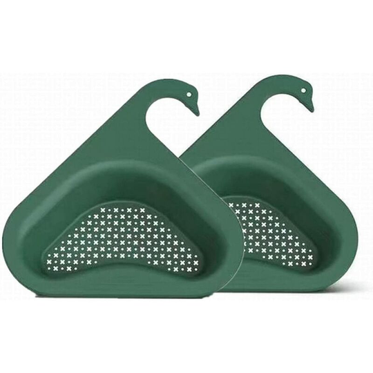Triangular Sink Shelf, Dish Drainer Basket, Kitchen Sink Drainer, Triangular Sink Corner Shelf (Green x 2)