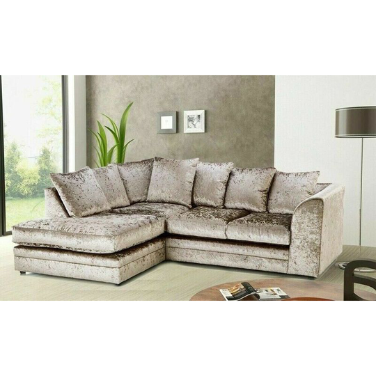 Bella Left Hand Facing Crushed Velvet Corner Sofa - Champagne
