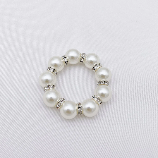 Large Pearl Rhinestone Beaded Napkin Ring