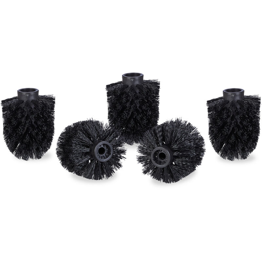Toilet Brush Head Set of 5, Loose Toilet Brushes, 9.5 mm Threads, Replacement Heads, Diameter 8 cm, Black - Relaxdays