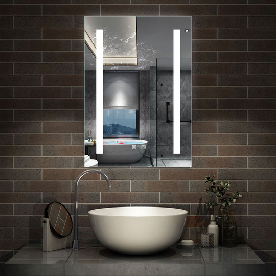 Wall Mounted led Bathroom Mirror with Lights Sensor Touch with Demister Pad - 500 x 700 mm Dual Touch
