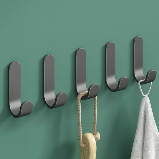 Perlerare - 10pcs 3M Adhesive Hook Sticker Bathroom Wall Hook Waterproof Towel Rack for Bedroom Bathroom Bathrobes Hanging (Black)