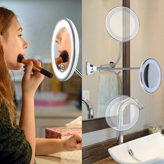 Flexible Gooseneck 10x Magnifying Led Lighted Mirror Illuminated, Bath- Thsinde