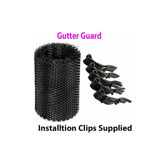 5m x 160mm Weatherproof Gutter Mesh Guard & Clips Roof Drain Block Clogg Cover