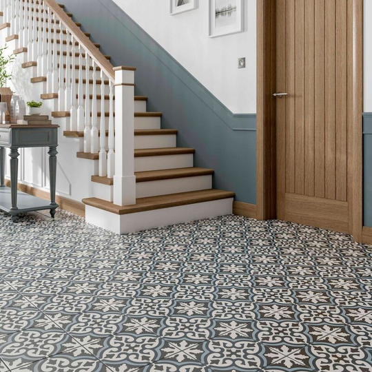 Matisse Grey Patterned Vitrified Ceramic Tile Sample - Grey - Amiata