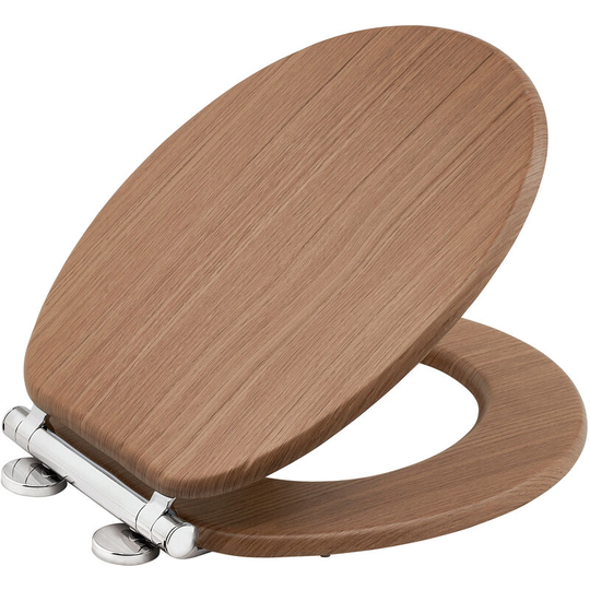 Oak New England Tongue and Groove Toilet Seat Heavy Duty Bar Hinge Wood Effect