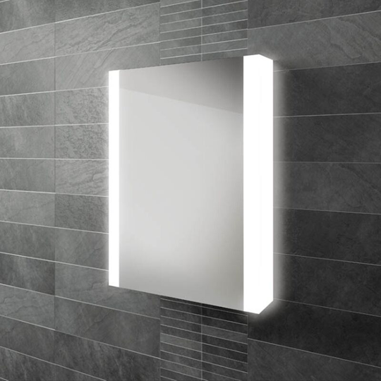Paragon 50 Aluminium led Single Door Bathroom Cabinet 700mm h x 564mm w x 140mm d - HIB