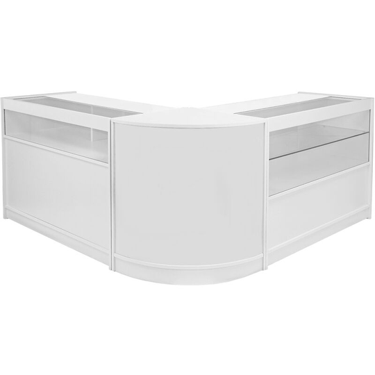 Monstershop - Leo Shop Counter Cabinets & Retail Display Glass Showcase Set, Brilliant White, Melamine mdf - White
