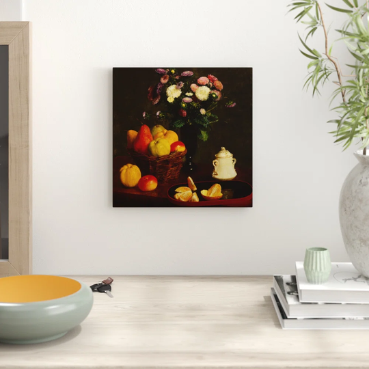 'Still Life Fruit with Flowers' by Henri Fantin-Latour Graphic Art