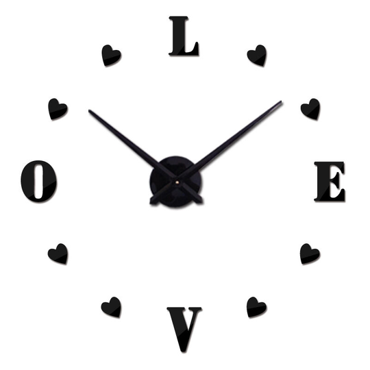 Personality European and American diy Super Large Specifications Simple Mirror Wall Clock 3D Creative Wall Sticker Watch Mirror Eva Acrylic Black