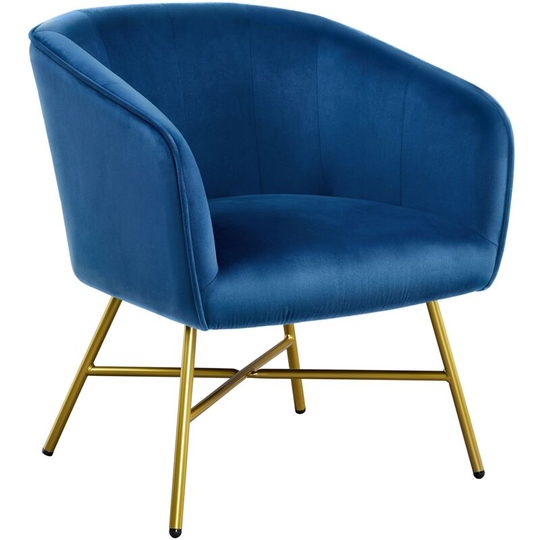 Yaheetech Modern Accent Chair Soft Velvet Tub Chair Side Armchair Sofa Lounge Upholstered Back Sturdy Metal Legs for Living Room Cafe Home,Dark Blue