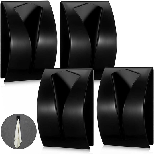 Set of 4 Self Adhesive Stainless Steel Towel Hooks for Kitchen