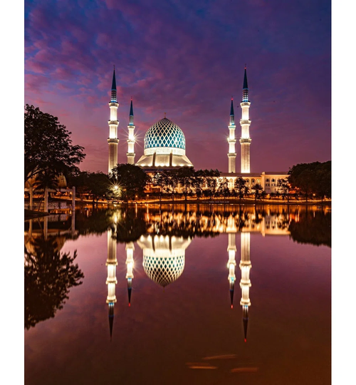 Mosque at Night - Unframed Photograph on Glass