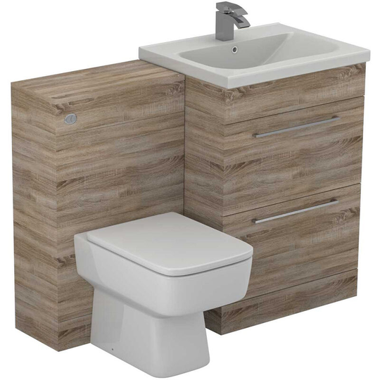 Wholesale Domestic - Napoli Bordalino Oak 1100mm 2 Drawer Vanity Unit Toilet Suite - Bordalino Oak