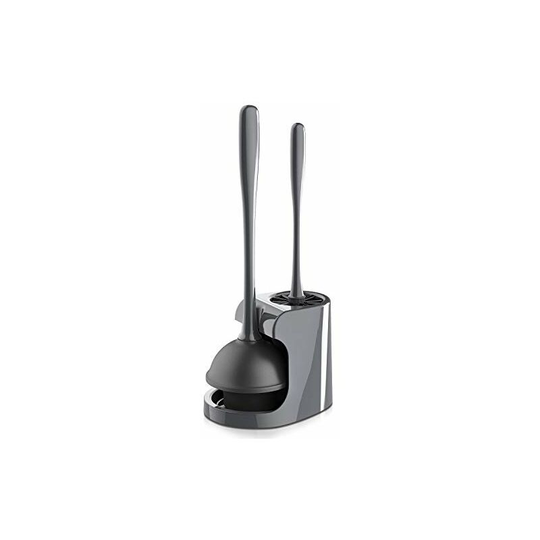 Toilet Plunger and Toilet Brush Set for Bathroom Cleaning, Grey, 1 Set