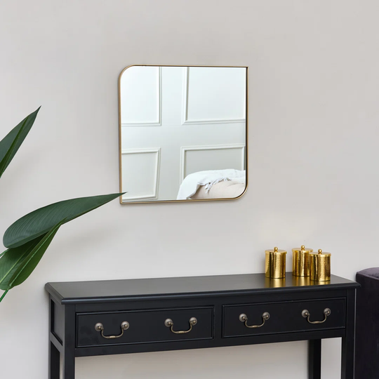 Irmtraud Metal Framed Wall Mounted Bathroom Mirror in Gold