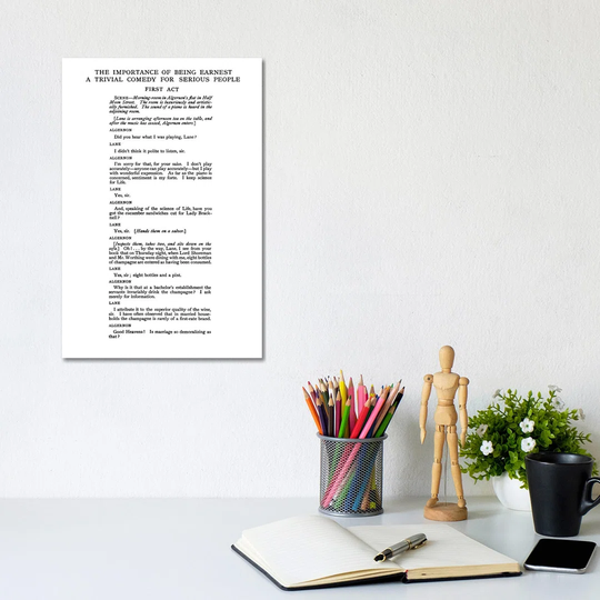 The Importance of Being Earnest by Oscar Wilde Act 1 by Bibliotography - Wrapped Canvas Typography