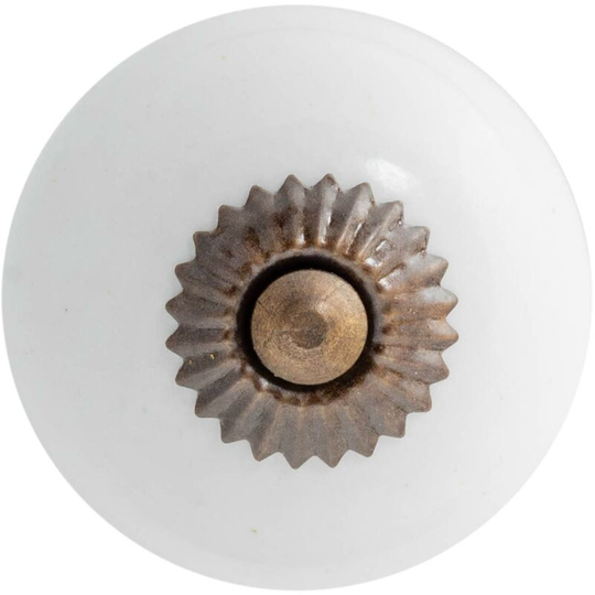 Round Ceramic Cabinet Knob - White - Nicola Spring