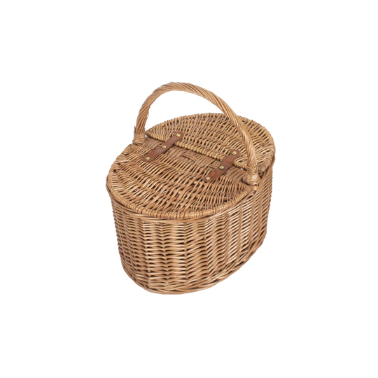 Light Steamed Oval Lidded Picnic Basket