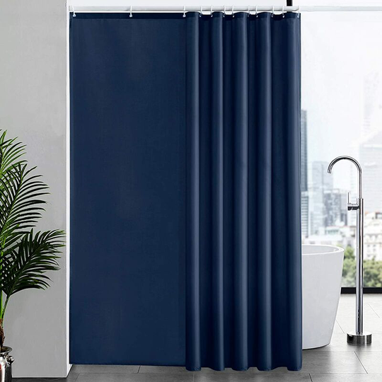 1Piece Navy Blue Shower Curtain Mildew Proof Polyester Fabric Machine Washable Weighted Waterproof Bath Curtains for Bathtub 240x200cm