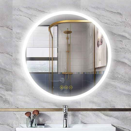 Bathroom led Mirror Illuminated Round Backlit Bathroom Mirror with led Lights for Wall Demister Color Adjustable Dimmable, 40cm - Ai-lighting