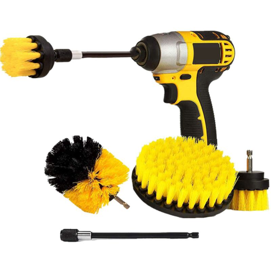 Sunflowergb - 4 Pieces Drill Cleaning Brush, Brush for Drill Car Tile Carpet Bathtub Kitchen Toilet Yellow