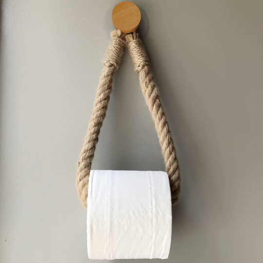 Vintage hemp rope toilet roll holder for bathroom