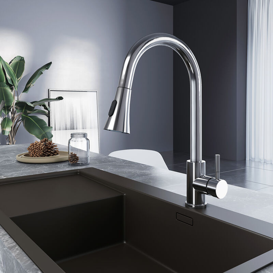 Meykoers - Kitchen Faucet Pull Out with 2 Spray Modes 360° Rotatable Chrome Kitchen Sink Taps Adjustable Hot and Cold Water